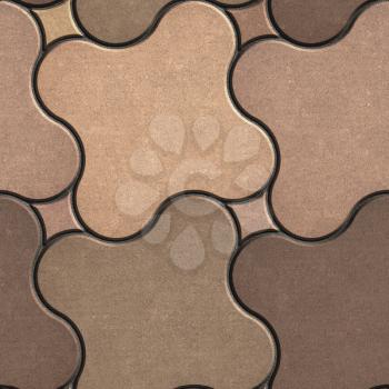 Paving Stone in the Shape of Quatrefoil in Beige-Brown Tones. Seamless Tileable Texture.