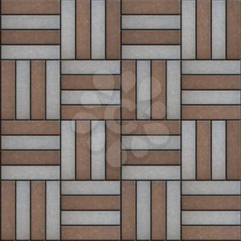 Brown and Gray Pavement Rectangle Lie Across One. Seamless Tileable Texture.