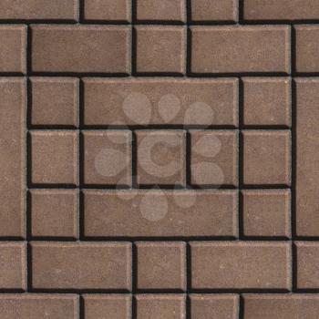 Brown Figured Paving Slabs as Rectangles and Squares. Seamless Tileable Texture.