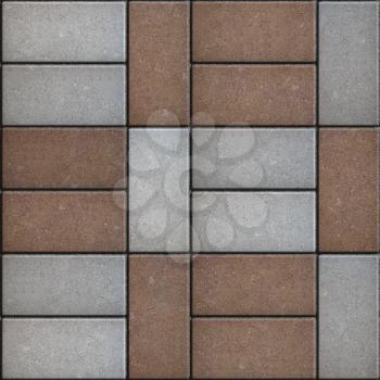 Two-tone Rectangular Pavement laid Parallel and Perpendicular. Seamless Tileable Texture.