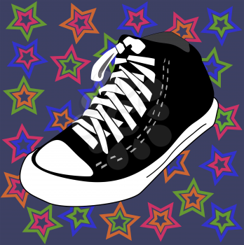 vector disco shoes and stars background