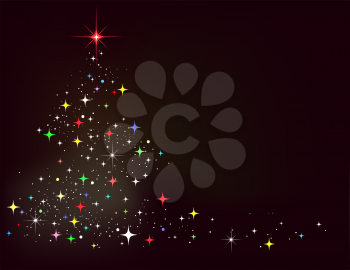 Vector abstract winter background with stars Christmas tree