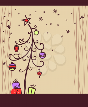 Christmas background with tree and toys