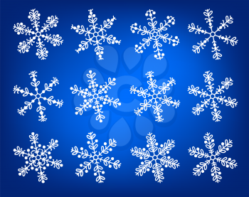 Snowflake white and blue winter vector set