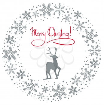 Christmas snow garland background with deer