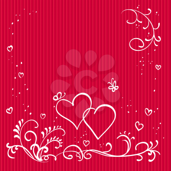 Red valentine background with hearts