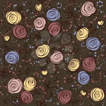 seamless floral dark vector background with rose