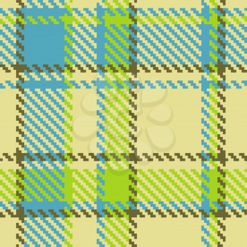 Seamless checkered green blue brown vector pattern 