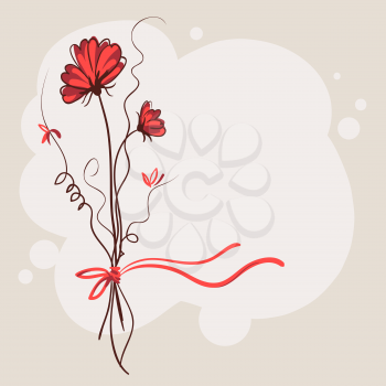 Red flower vector card background 