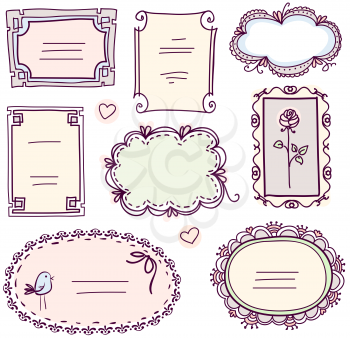 cute doodle floral vector frame set 