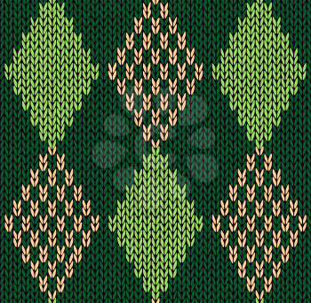 Style Seamless Green Color Knitted Vector Pattern