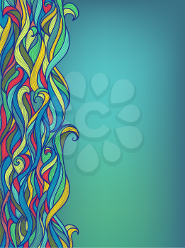 Abstract Ocean Algae Wave hand-drawn Pattern Background