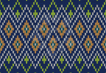 Seamless Ornamental Childish Style Knitted Vector Pattern