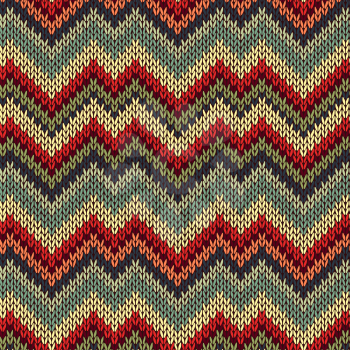 Style Seamless Knitted Pattern. Red Blue Brown Yellow Orange Green Color Illustration from my large Collection of Samples of knitted Fabrics