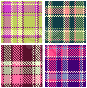 Set of Seamless Checkered Vector Plaid Pattern