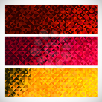 Colorful Pixel Background. Vector Set of Abstract Mosaic banners