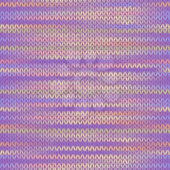 Style Seamless Knitted Melange Pattern. Pink Yellow Lilac Color Vector Illustration