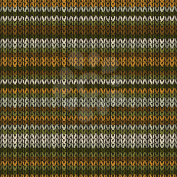 Knitted Seamless Autumn Orange Yellow Brown Green White Color Ornamental Geometrical Striped Pattern