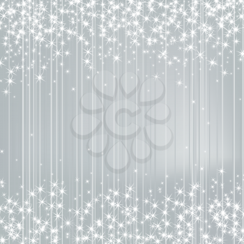 Bright Silver Background with Stars. Festive Design. New Year, Christmas, Wedding Style
