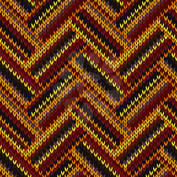 Seamless Knitted Pattern. Yellow Orange Red Brown Black Color Swatch