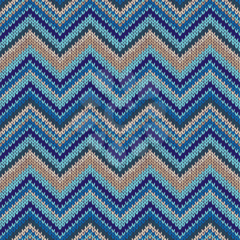 Seamless Ethnic Geometric Knitted Pattern. Style Mountain Wave Beach Color Background