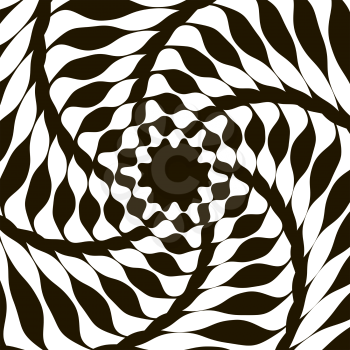 Black and white optical illusion. Op art vector background with frame. Abstract lines distortion effect. Geometric Vector Pattern