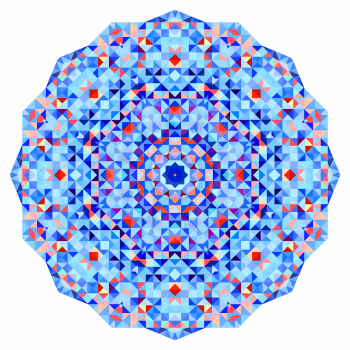 Abstract colorful circle backdrop. Geometric vector mandala. Mosaic banner of geometric shapes