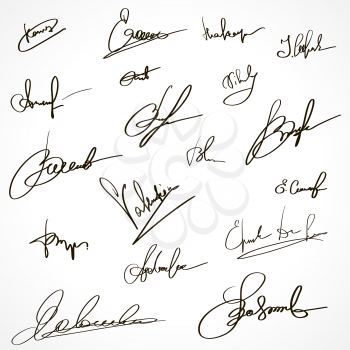 Signatures set. Group of imaginary autograph