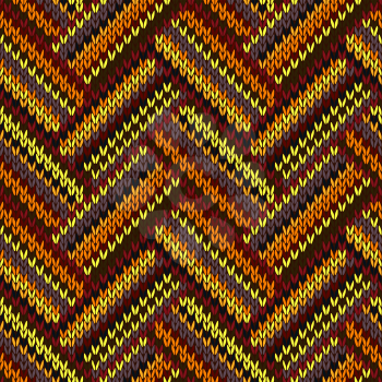 Vector Seamless Pattern. Knitted Yellow Orange Red Brown Grey Black Color Swatch 