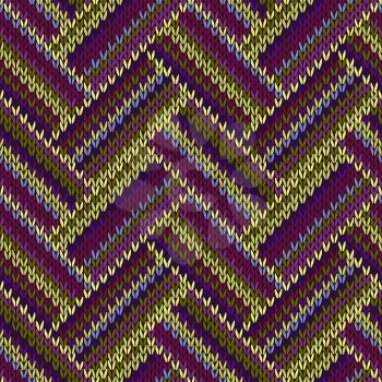 Multicolored Seamless Spring Knitted Pattern. Blue Yellow Lilac Color