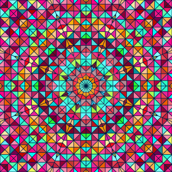 Abstract Colorful Digital Decorative Flower. Geometric Contrast Line Star and Blue Pink Red Cyan Color Artistic Backdrop