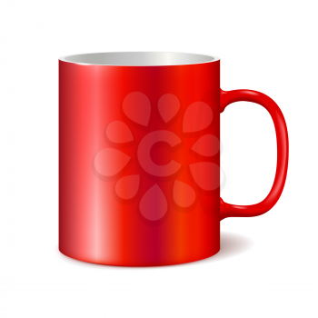 Red cup isolated on white background. Blank cup for branding. Photorealistic vector template