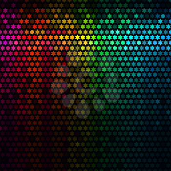 Multicolor abstract lights disco background. Star pixel mosaic vector