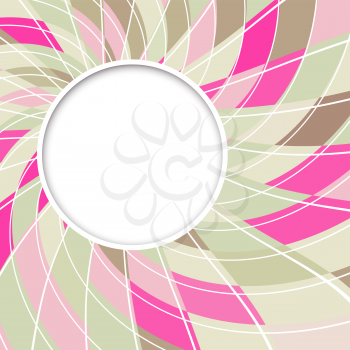 Abstract white round shape with digital pink and green pattern. Vector background