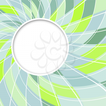 Abstract white round shape with digital grey and green pattern. Vector background