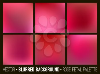 Red abstract blurred background set. Rose petal palette. Smooth design elements collection love concept.