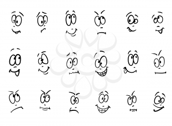 Emotion, vector set of cartoon facial expressions