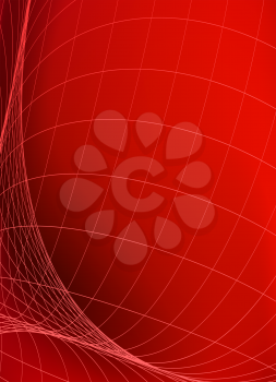 Geometric structure. Network in red space. Abstract technology cover