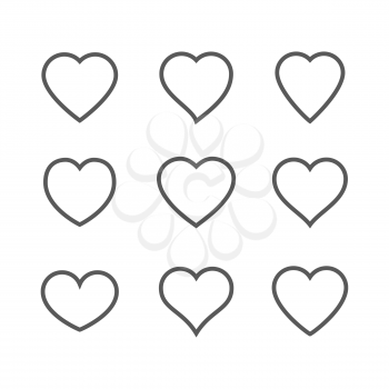 Heart Icon isolated on white background. Set of love symbol for web site logo, mobile app UI design. Vector illustration outline.