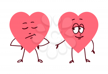 Pair of hearts holding hands. Concept of friendship love support and help