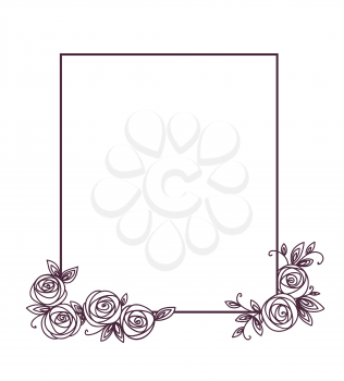 Vintage cute floral frame. Hand drawn illustration for for wedding, greeting, birthday decoration design