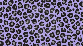 Seamless leopard fur pattern. Fashionable wild leopard print background. Modern panther animal fabric textile print design. Stylish vector black grey and lilac illustration