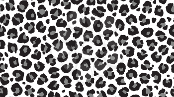 Seamless leopard fur pattern. Fashionable wild leopard print background. Modern panther animal fabric textile print design. Stylish vector black grey and white illustration