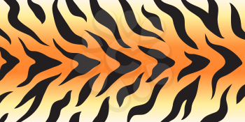 Tiger stripes skin print design. Stripes pattern. Wild animal hide artwork background. Black and ogange yellow white color vector illustration
