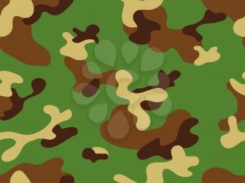 Seamless classic camouflage pattern. Camo fishing hunting vector background. Masking green brown beige color military texture wallpaper. Army design for fabric paper vinyl print