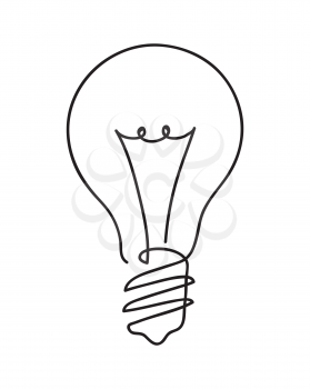 Light bulb symbol. Idea Concept. Continuous line art drawing. Hand drawn doodle vector illustration in a continuous line. Line art decorative design