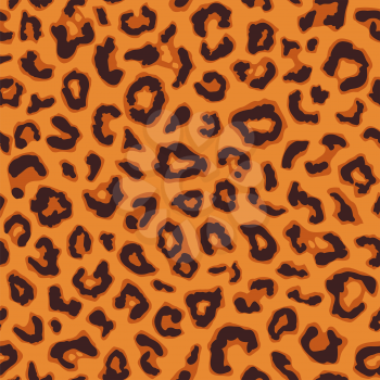 Seamless leopard fur pattern. Fashionable wild color leopard print background. Modern panther animal fabric textile print design. Stylish vector color illustration