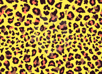 Seamless leopard fur pattern. Fashionable wild color leopard print background. Modern panther animal fabric textile print design. Stylish vector color illustration