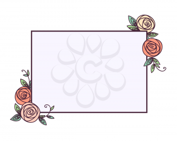 Vintage cute floral frame. Hand drawn color illustration for for wedding, greeting, birthday decoration design