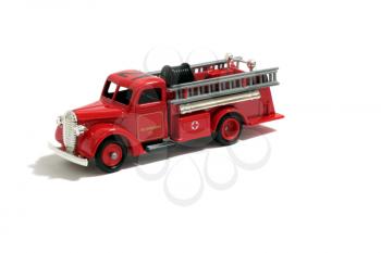 Toy fire truck isolated on white